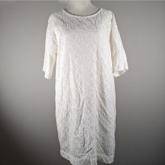 Current/Elliot Womens White the Eyelet T-Shirt Short Sleeve Dress Sz M (6/8) - Picture 1 of 8
